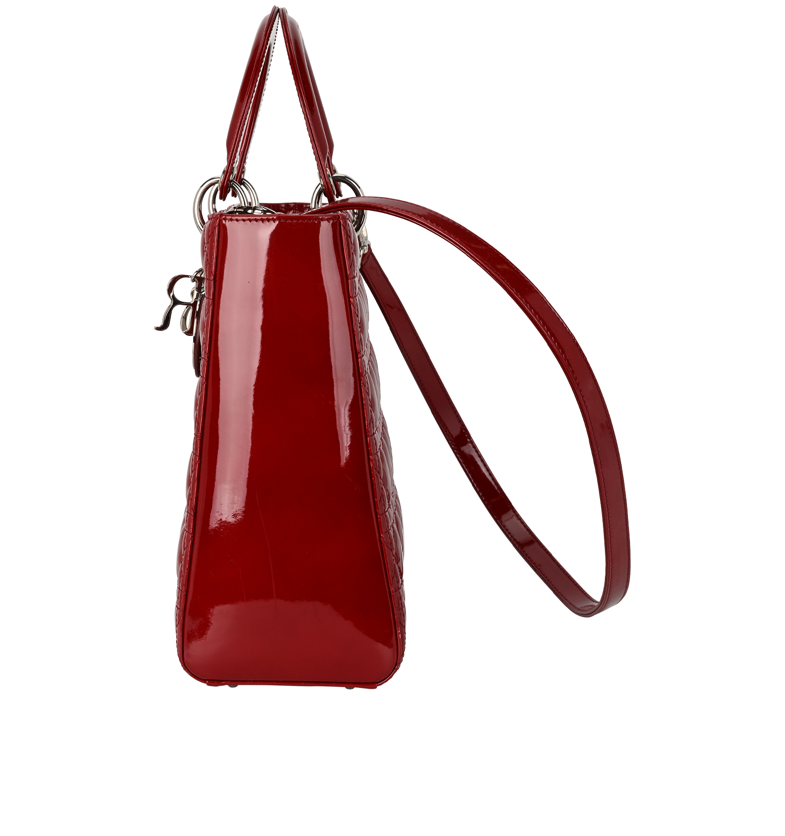 Large Lady Dior, &pound;1,500, Handbags, Red, Patent Leather, Bottom view